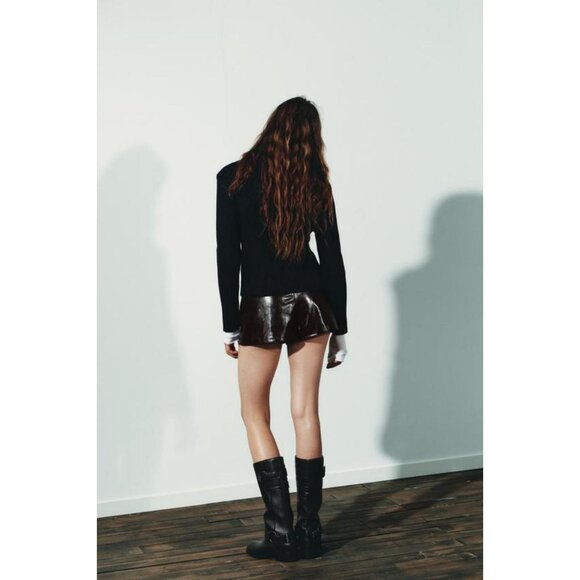ZARA FAUX LEATHER SHORTS - Picture 5 of 8